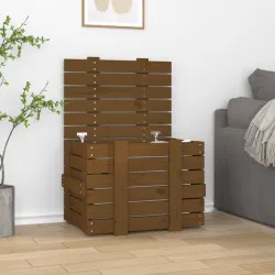 Кутия за съхранение, меденокафява, 58x40,5x42 см, бор масив