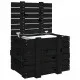 Кутия за съхранение, черна, 58x40,5x42 см, борово дърво масив