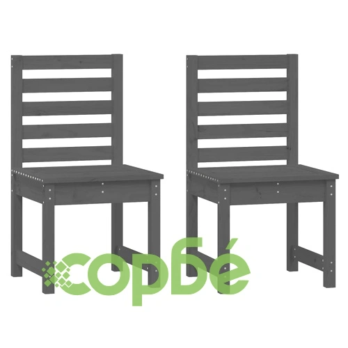Градински столове 2 бр сиви 50x48x91,5 см бор масив ➤ топ цена ➤ sorbe.bg