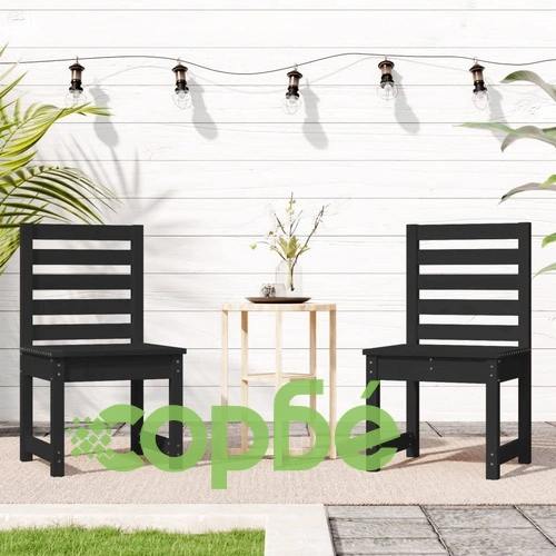 Градински столове 2 бр черни 50x48x91,5 см борово дърво масив ➤ топ цена ➤ sorbe.bg