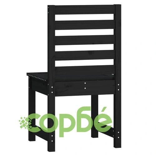 Градински столове 2 бр черни 50x48x91,5 см борово дърво масив ➤ топ цена ➤ sorbe.bg