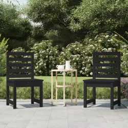 Градински столове 2 бр черни 40,5x48x91,5 см борово дърво масив