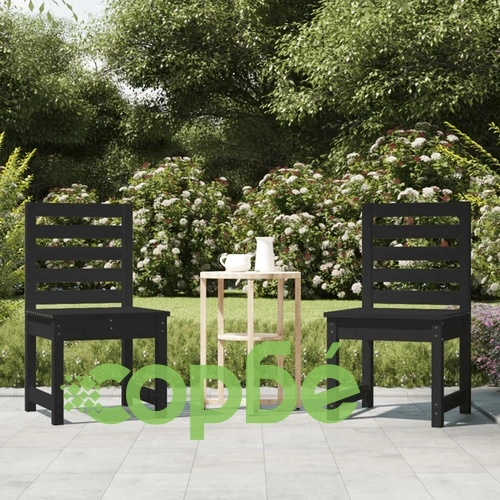Градински столове 2 бр черни 50x48x91,5 см борово дърво масив ➤ топ цена ➤ sorbe.bg