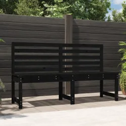 Градинска пейка, черна, 157,5 см, борово дърво масив