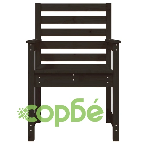 Градински столове 2 бр черни 60x48x91 см борово дърво масив ➤ топ цена ➤ sorbe.bg
