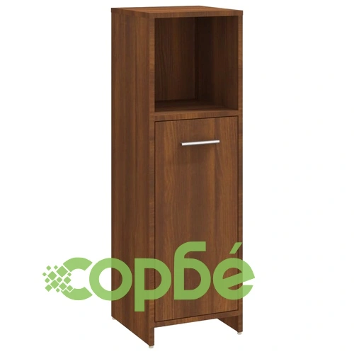 Шкаф за баня, кафяв дъб, 30x30x95 см, инженерно дърво ➤ топ цена ➤ sorbe.bg