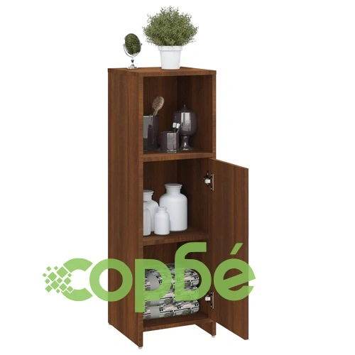Шкаф за баня, кафяв дъб, 30x30x95 см, инженерно дърво ➤ топ цена ➤ sorbe.bg