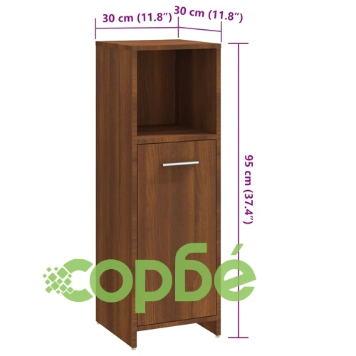 Шкаф за баня, кафяв дъб, 30x30x95 см, инженерно дърво ➤ топ цена ➤ sorbe.bg
