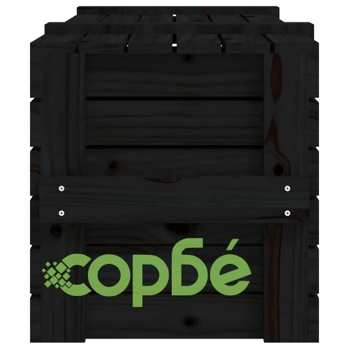 Кутия за съхранение, черна, 91x40,5x42 см, борово дърво масив ➤ топ цена ➤ sorbe.bg