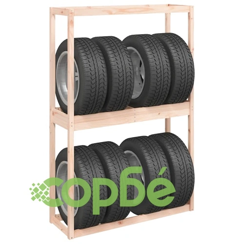Стелаж за гуми, 120x40x180 см, борово дърво масив ➤ топ цена ➤ sorbe.bg