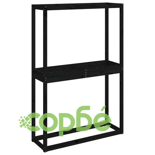 Стелаж за гуми, черен, 120x40x180 см, борово дърво масив ➤ топ цена ➤ sorbe.bg