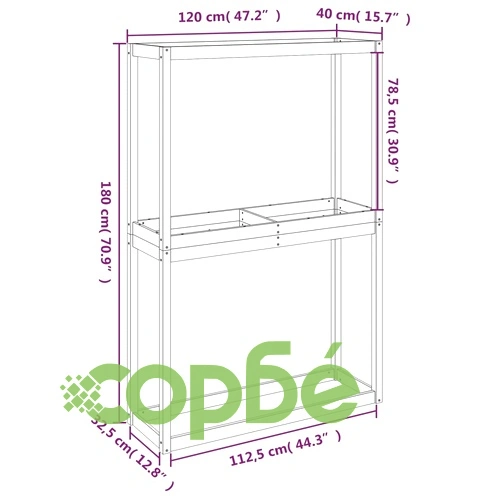 Стелаж за гуми, черен, 120x40x180 см, борово дърво масив ➤ топ цена ➤ sorbe.bg