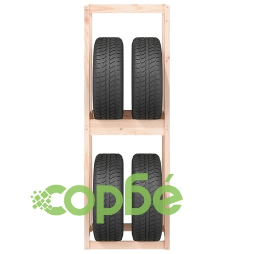 Стелаж за гуми, 63x40x180 см, борово дърво масив ➤ топ цена ➤ sorbe.bg