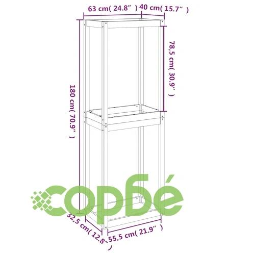 Стелаж за гуми, черен, 63x40x180 см, борово дърво масив ➤ топ цена ➤ sorbe.bg