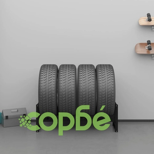 Стелаж за гуми, черен, 120x40x40 см, борово дърво масив ➤ топ цена ➤ sorbe.bg