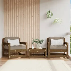 Градински столове с възглавници, 2 бр, меденокафяви, бор масив