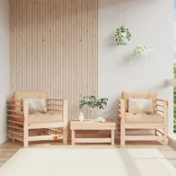 Градински столове с възглавници, 2 бр, бор масив