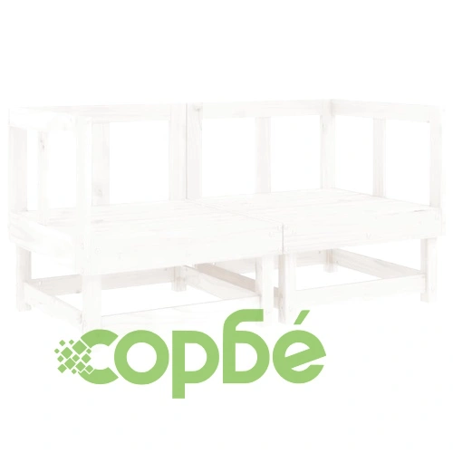 Градински ъглови дивани, 2 бр, бели, бор масив ➤ топ цена ➤ sorbe.bg