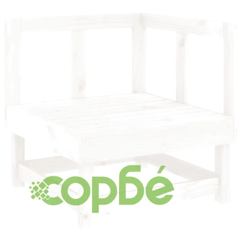 Градински ъглови дивани, 2 бр, бели, бор масив ➤ топ цена ➤ sorbe.bg