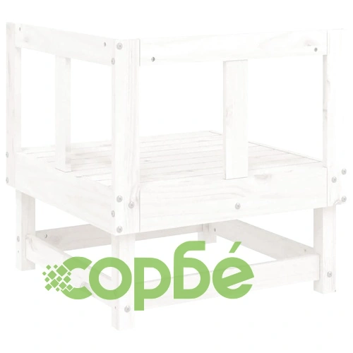 Градински ъглови дивани, 2 бр, бели, бор масив ➤ топ цена ➤ sorbe.bg