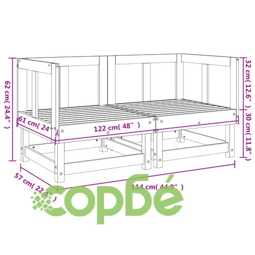 Градински ъглови дивани, 2 бр, бели, бор масив ➤ топ цена ➤ sorbe.bg