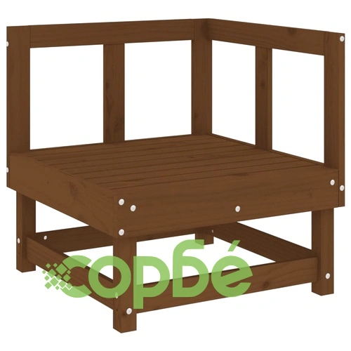 Градински ъглови дивани, 2 бр, меденокафяви, бор масив ➤ топ цена ➤ sorbe.bg