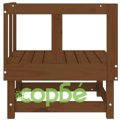 Градински ъглови дивани, 2 бр, меденокафяви, бор масив ➤ топ цена ➤ sorbe.bg