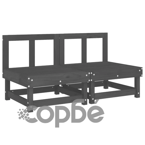 Градински средни дивани, 2 бр, сиви, бор масив ➤ топ цена ➤ sorbe.bg