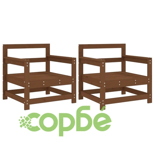 Градински столове, 2 бр, меденокафяви, бор масив ➤ топ цена ➤ sorbe.bg