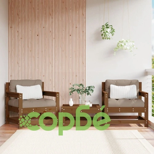 Градински столове, 2 бр, меденокафяви, бор масив ➤ топ цена ➤ sorbe.bg