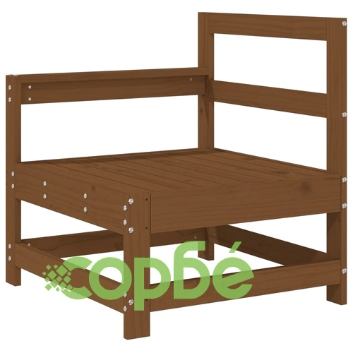 Градински ъглови дивани, 2 бр, меденокафяви, бор масив ➤ топ цена ➤ sorbe.bg