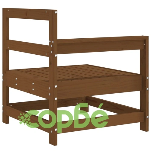 Градински ъглови дивани, 2 бр, меденокафяви, бор масив ➤ топ цена ➤ sorbe.bg