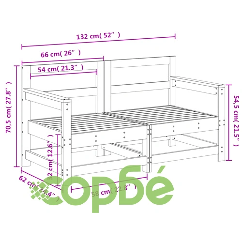 Градински ъглови дивани, 2 бр, меденокафяви, бор масив ➤ топ цена ➤ sorbe.bg