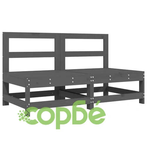 Градински средни дивани, 2 бр, сиви, бор масив ➤ топ цена ➤ sorbe.bg