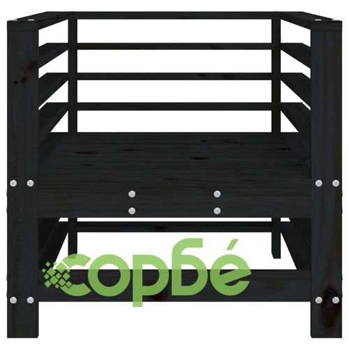 Градински столове, 2 бр, черни, борово дърво масив ➤ топ цена ➤ sorbe.bg