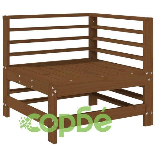 Градински ъглови дивани, 2 бр, меденокафяви, бор масив ➤ топ цена ➤ sorbe.bg