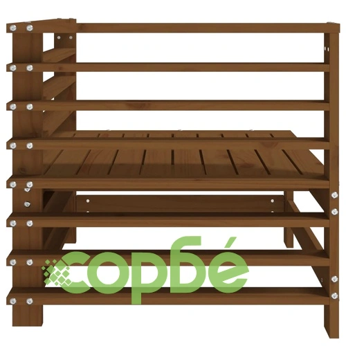 Градински ъглови дивани, 2 бр, меденокафяви, бор масив ➤ топ цена ➤ sorbe.bg