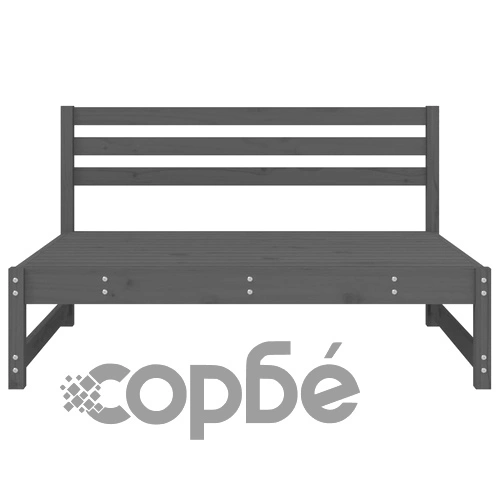 Градински среден диван, сив, 120x80 см, борово дърво масив ➤ топ цена ➤ sorbe.bg