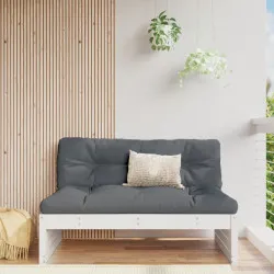 Градински среден диван, бял, 120x80 см, борово дърво масив