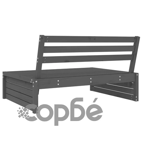 Градински среден диван, сив, 120x80 см, борово дърво масив ➤ топ цена ➤ sorbe.bg