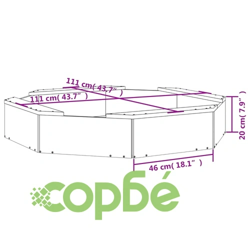 Пясъчник със седалки, бял, осмоъгълен, масивна дървесина бор ➤ топ цена ➤ sorbe.bg