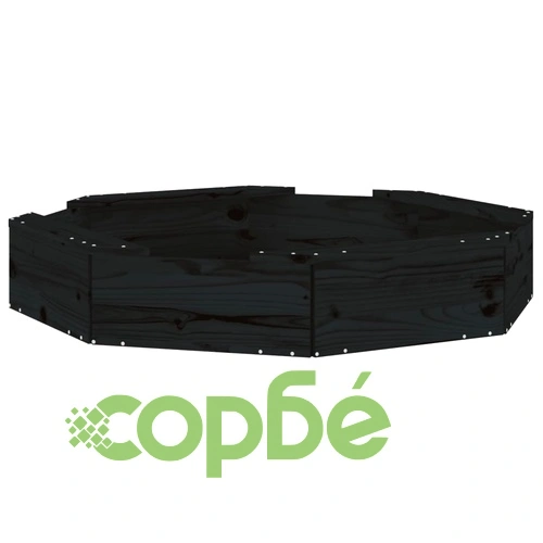 Пясъчник със седалки, черен, осмоъгълен, масивна дървесина бор ➤ топ цена ➤ sorbe.bg