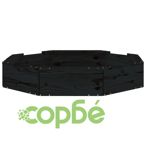 Пясъчник със седалки, черен, осмоъгълен, масивна дървесина бор ➤ топ цена ➤ sorbe.bg