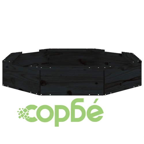 Пясъчник със седалки, черен, осмоъгълен, масивна дървесина бор ➤ топ цена ➤ sorbe.bg