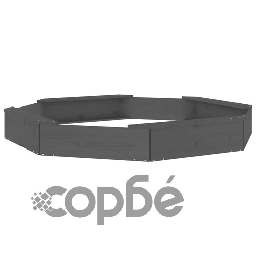 Пясъчник със седалки, сив, осмоъгълен, масивна дървесина бор ➤ топ цена ➤ sorbe.bg