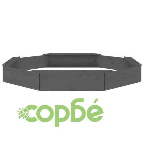 Пясъчник със седалки, сив, осмоъгълен, масивна дървесина бор ➤ топ цена ➤ sorbe.bg