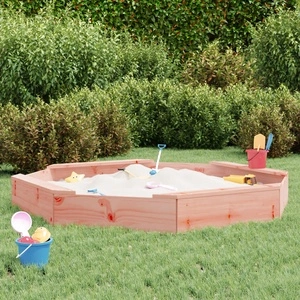 Пясъчник със седалки, осмоъгълен, масивна дугласка дървесина