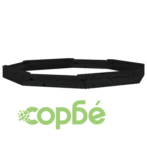 Пясъчник със седалки, черен, осмоъгълен, масивна дървесина бор ➤ топ цена ➤ sorbe.bg