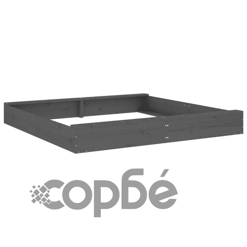 Пясъчник със седалки, сив, квадратен, масивна дървесина бор ➤ топ цена ➤ sorbe.bg