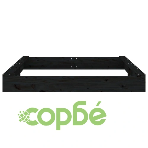 Пясъчник със седалки, черен, квадратен, масивна дървесина бор ➤ топ цена ➤ sorbe.bg